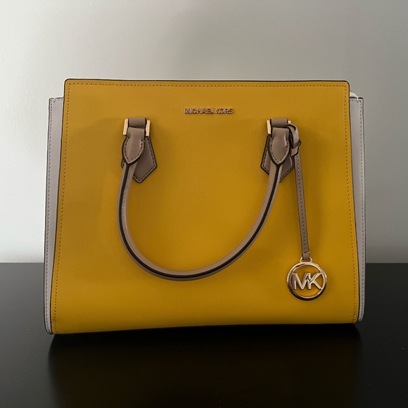 Yellow and White Michael Kors Handbag - Picture 1 of 3